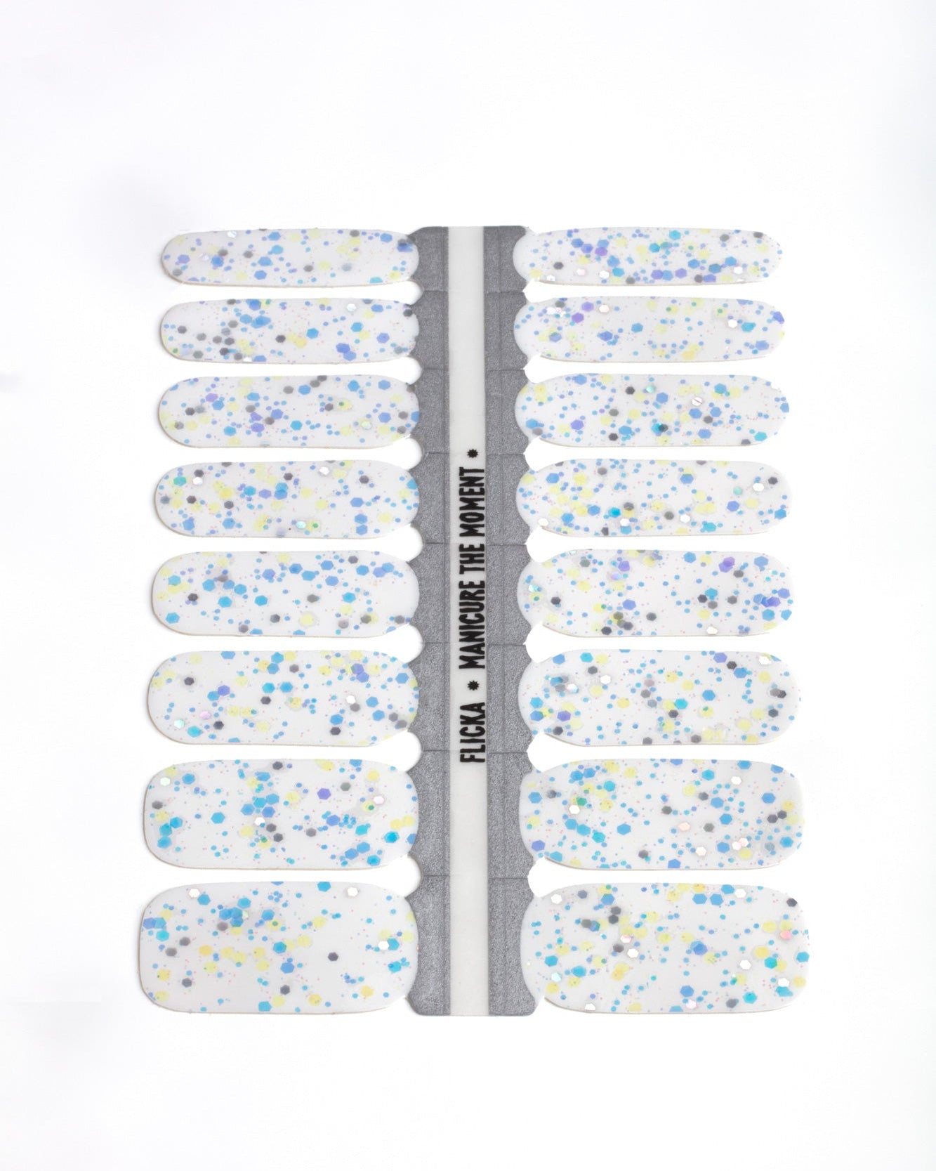 Set of white nail wraps with glitters